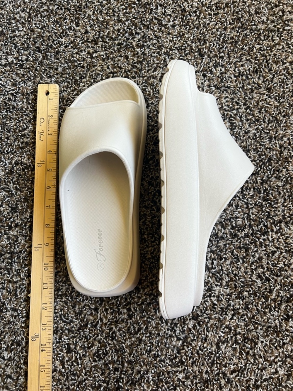 Forever Cream Slide Sandals - Wide Strap Slip-Ons - Picture 2 of 4